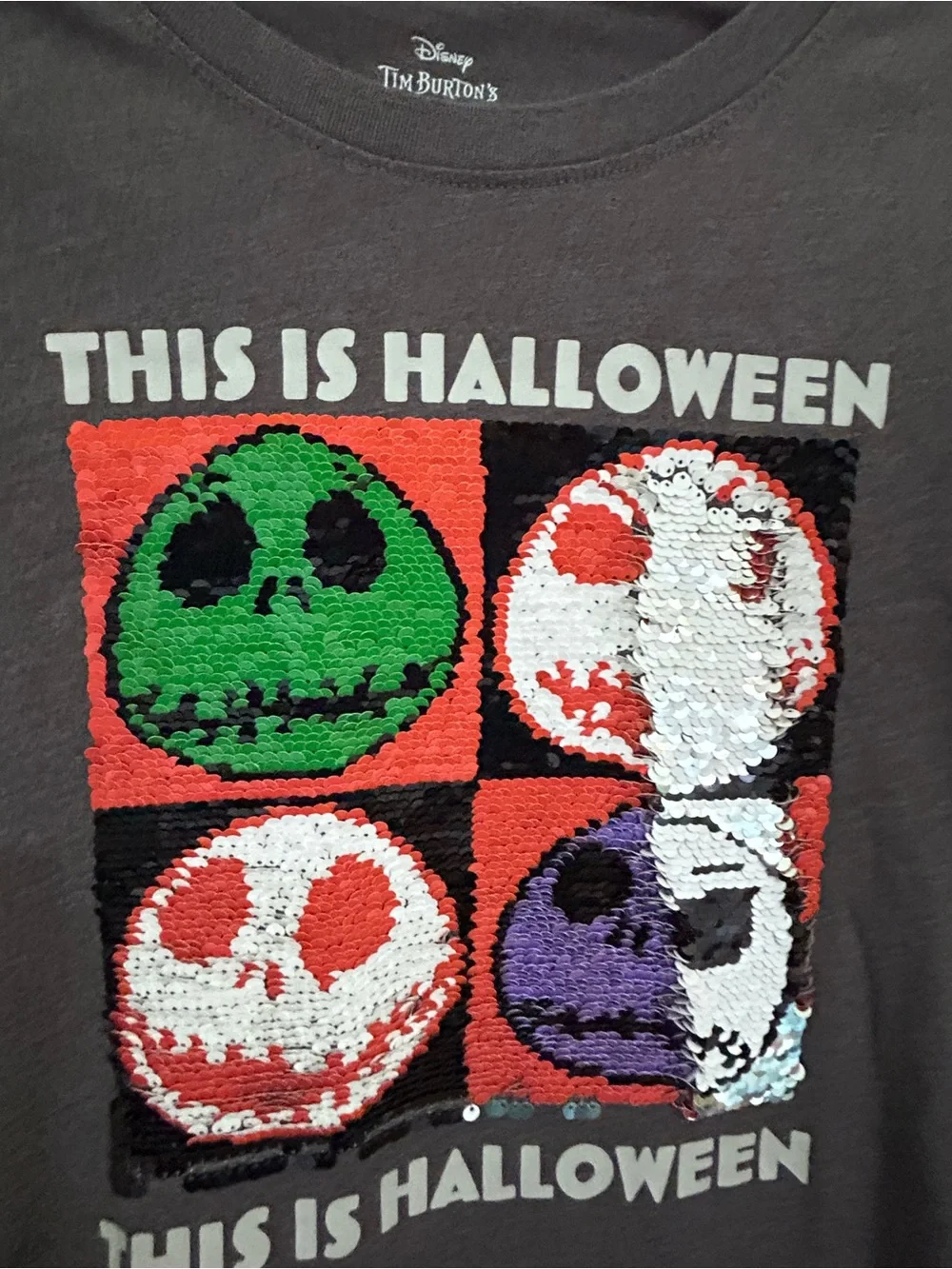 Disney Black 'This Is Halloween' Flip Sequin Tee